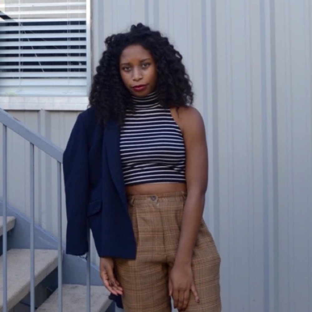 Crop Stripe Turtleneck